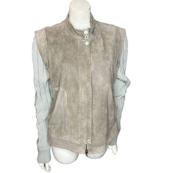 St. John Sport Wool Suede Removable Sweater Sleeve Jacket/Vest - Picture 1 of 10